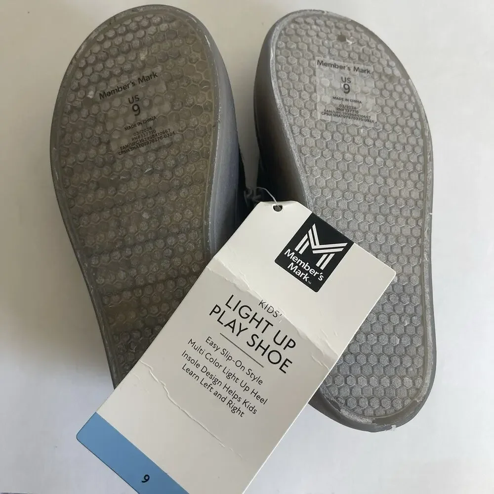 Kids Shoes , Members Mark Kids Slip-On‎ Light-Up Play Shoe Size 9 , Gray